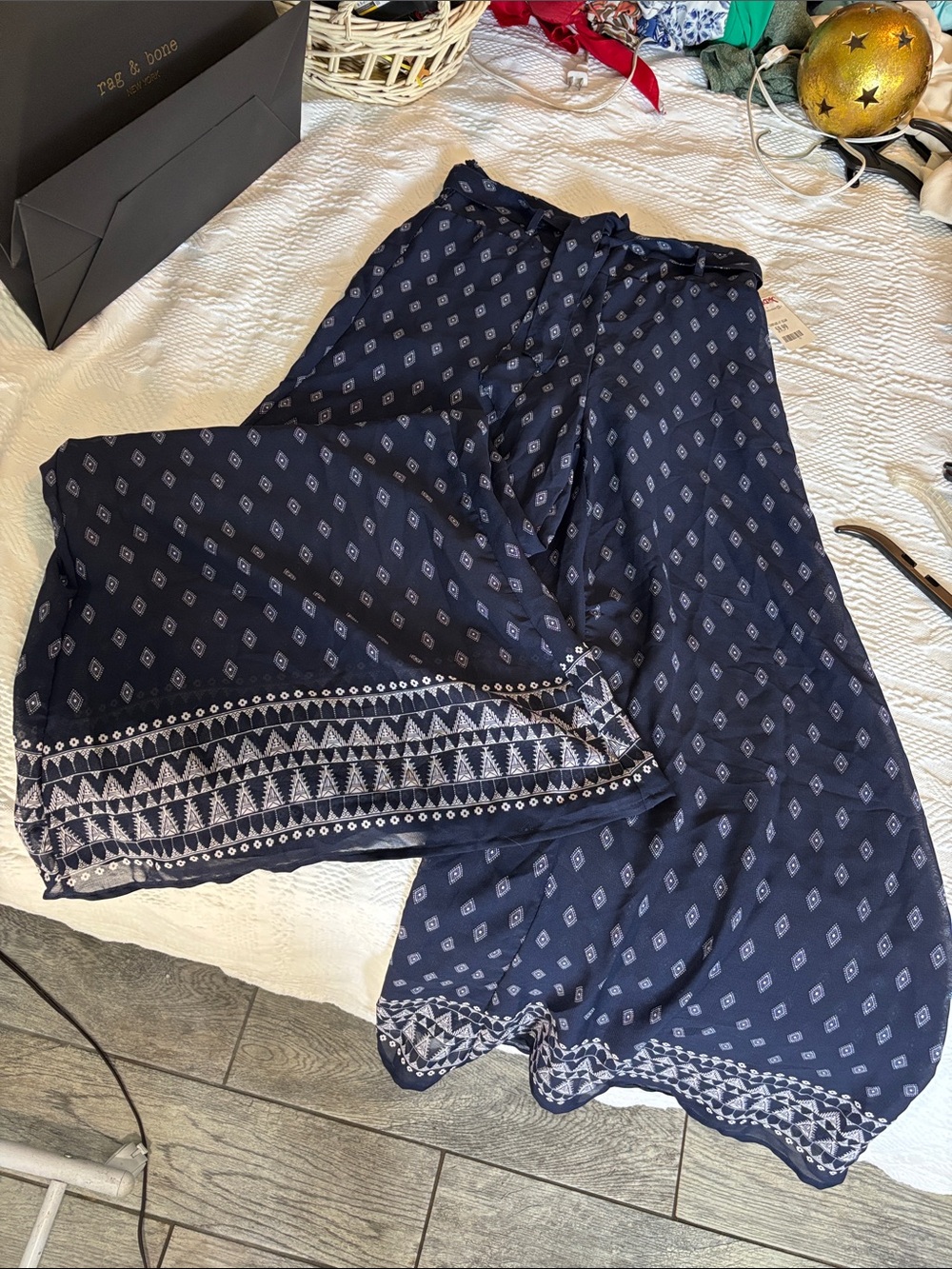 Truth | M | Navy Printed Maxi Pants with Border Detail
